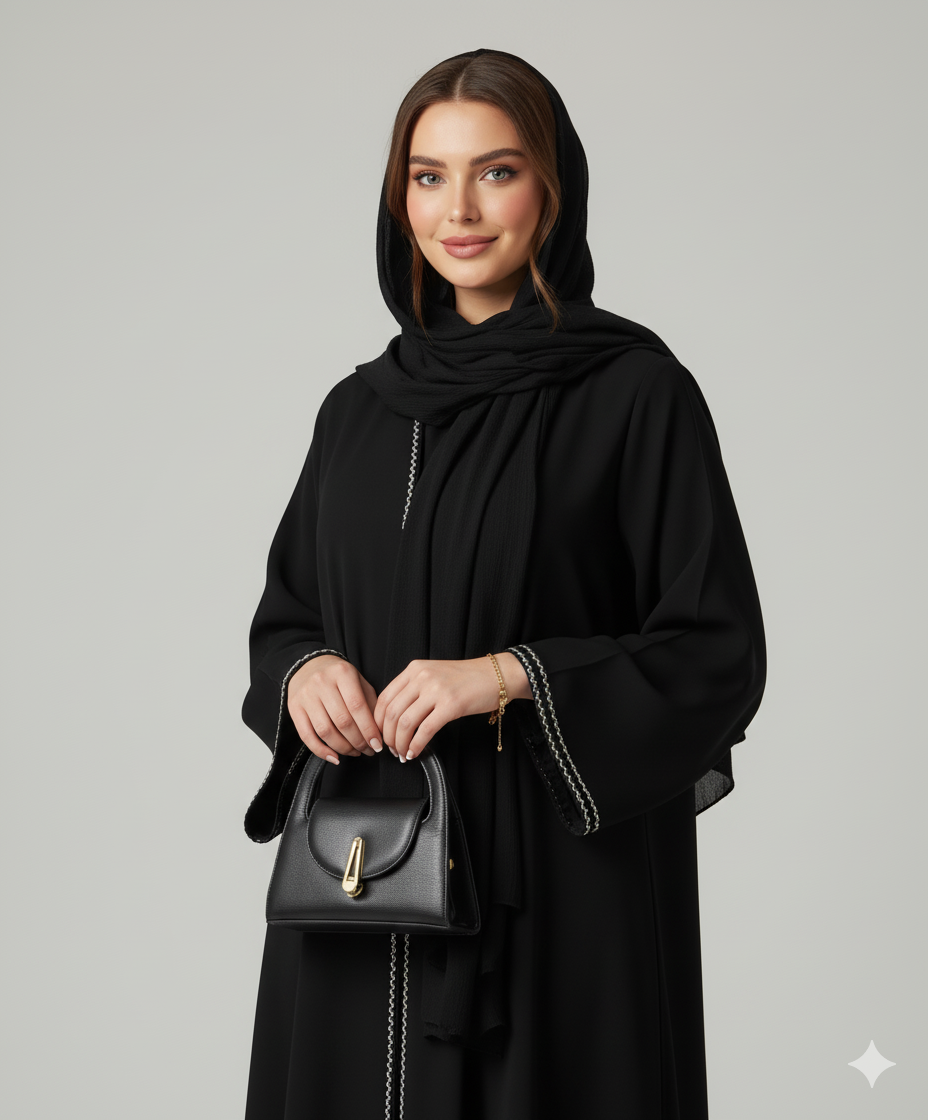 The Lined Elegance Abaya