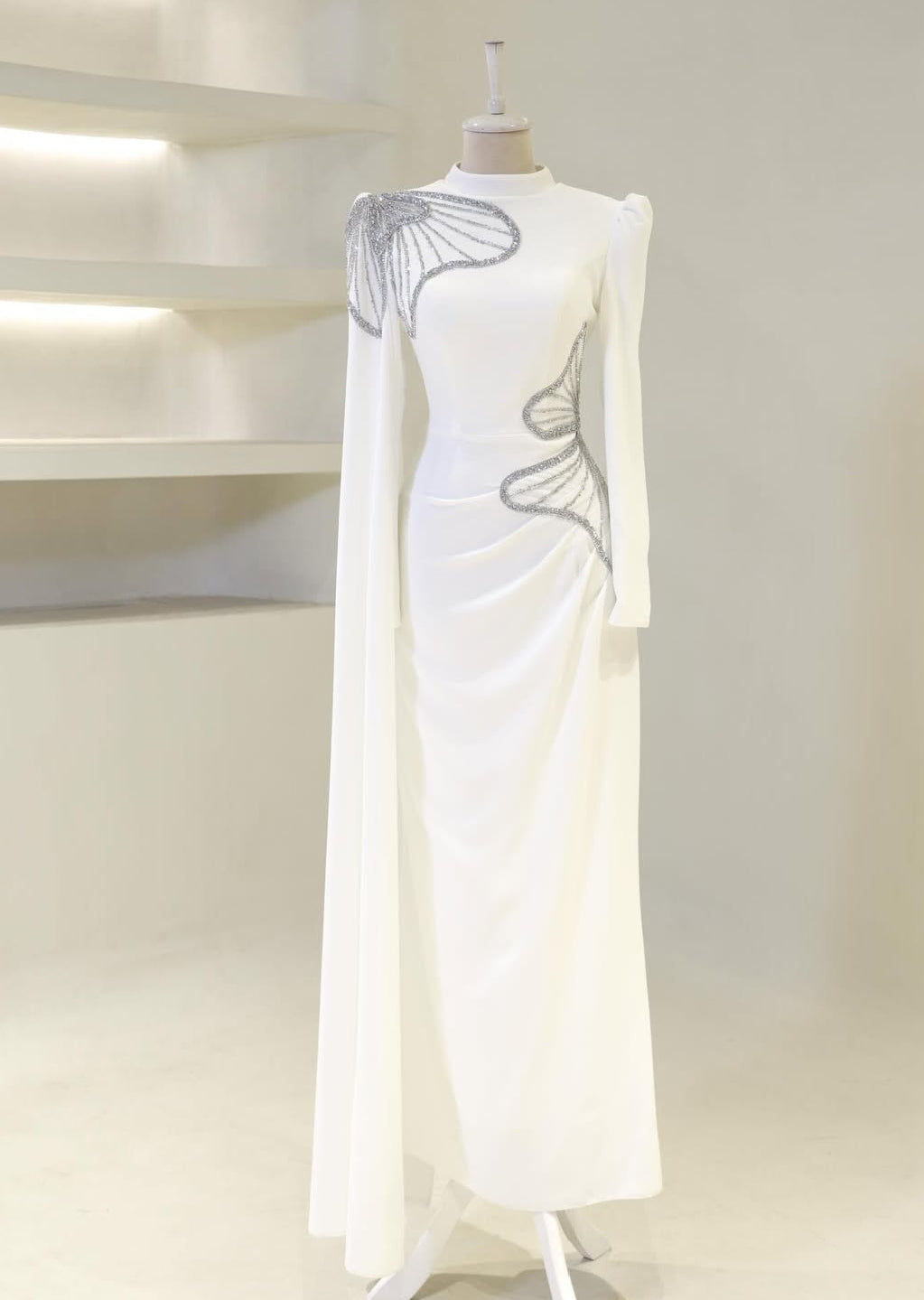 Das bescheidene Gala-Abendkleid „Silver Wing“