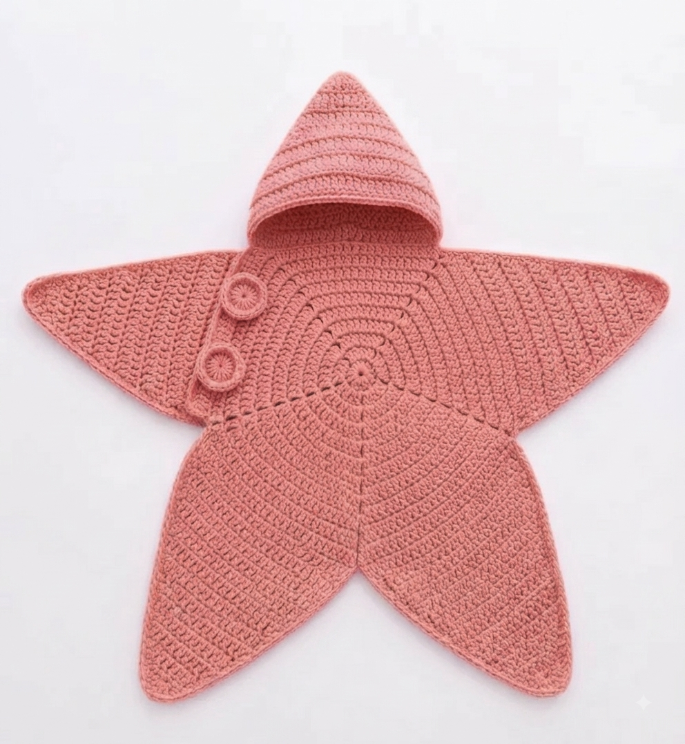 Handmade Crochet Star-Shaped Baby Dress For Winters