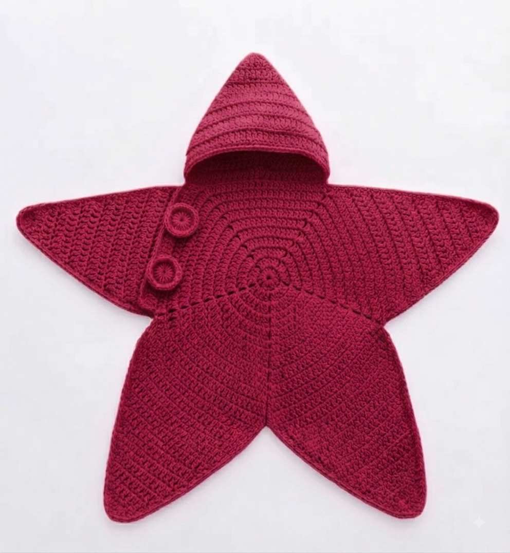 Handmade Crochet Star-Shaped Baby Dress For Winters