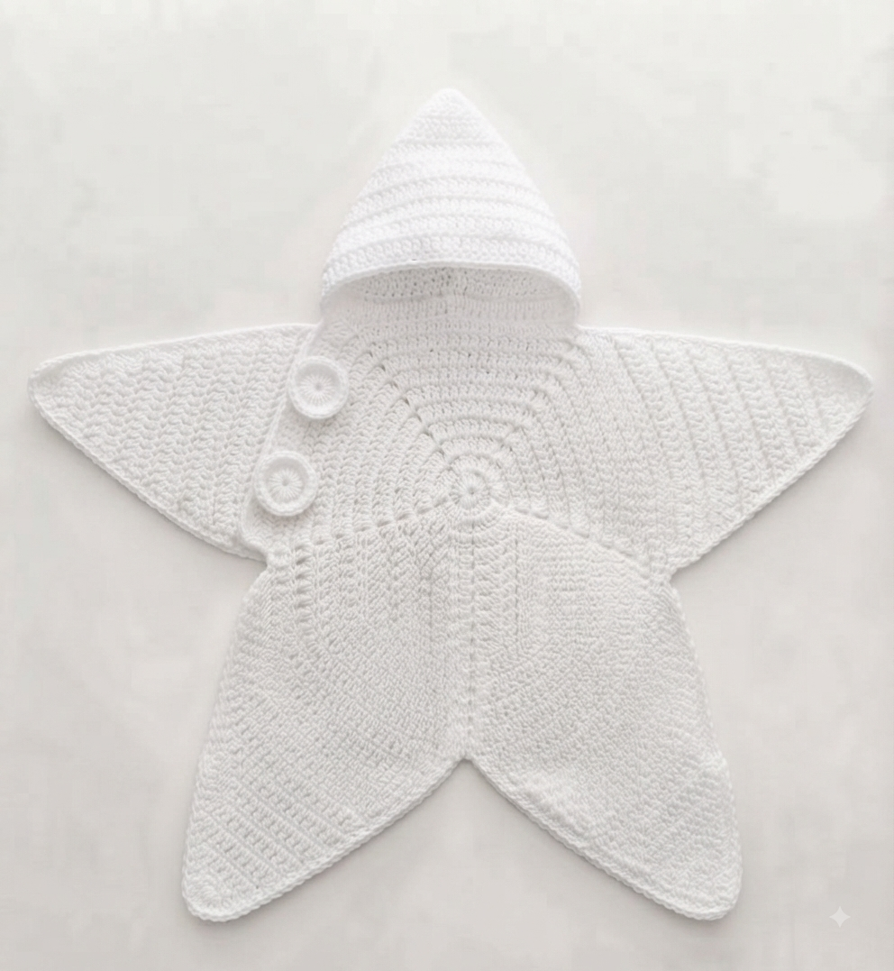 Handmade Crochet Star-Shaped Baby Dress For Winters
