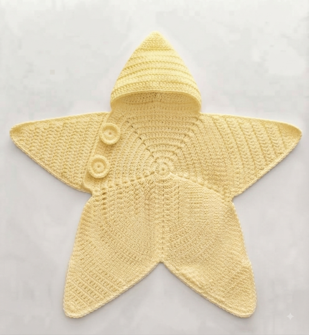 Handmade Crochet Star-Shaped Baby Dress For Winters