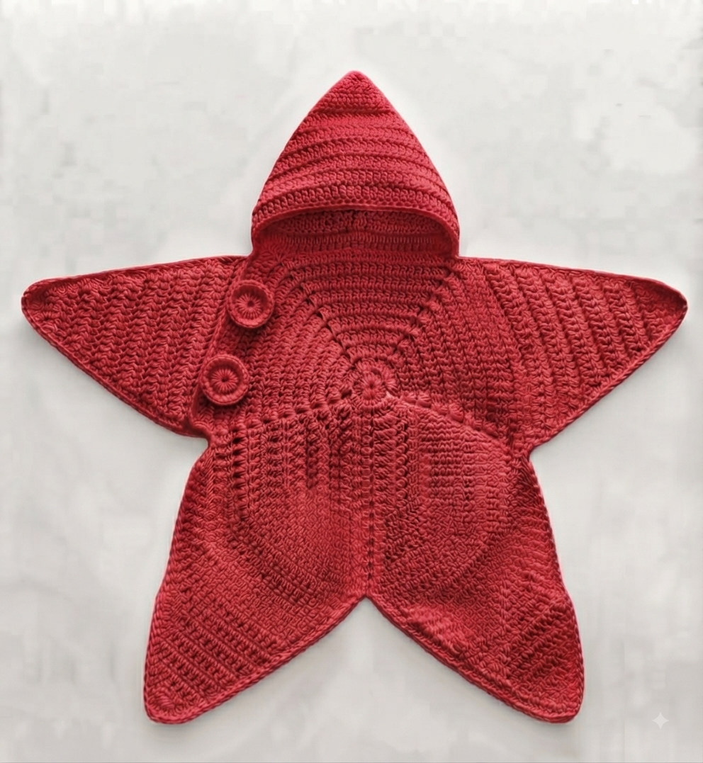 Handmade Crochet Star-Shaped Baby Dress For Winters