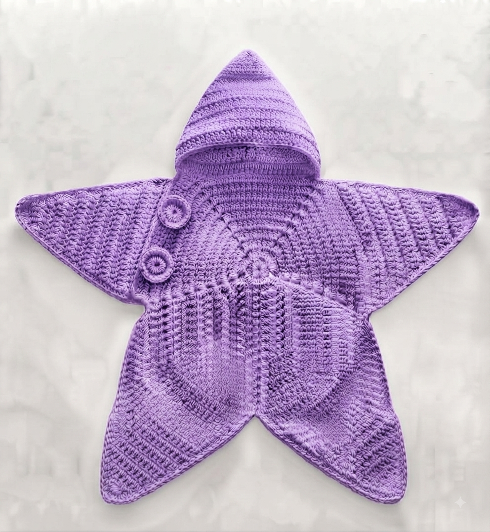 Handmade Crochet Star-Shaped Baby Dress For Winters