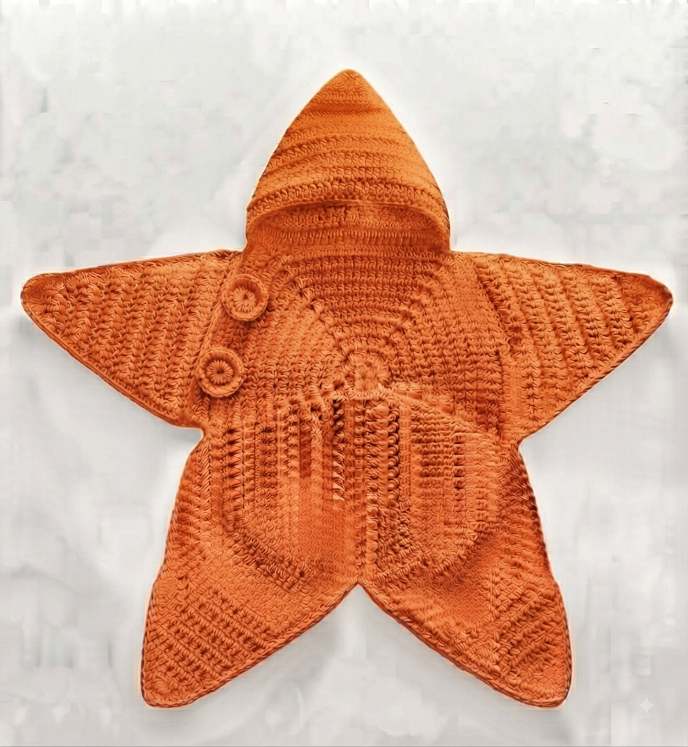 Handmade Crochet Star-Shaped Baby Dress For Winters