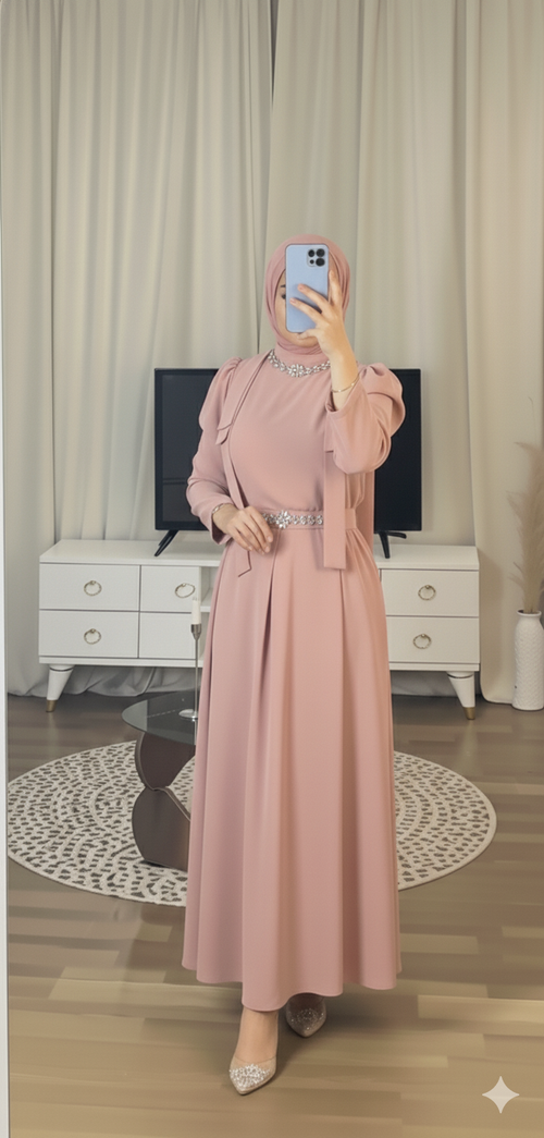 Luxuriöse Abaya mit Kristall- und Strassbesatz
