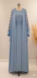 Abaya 2-teiliges Set mit minimalistischen Stickereidetails