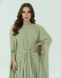 Perlenbesetztes und geknotetes fließendes Kleid, 2-teiliges Set