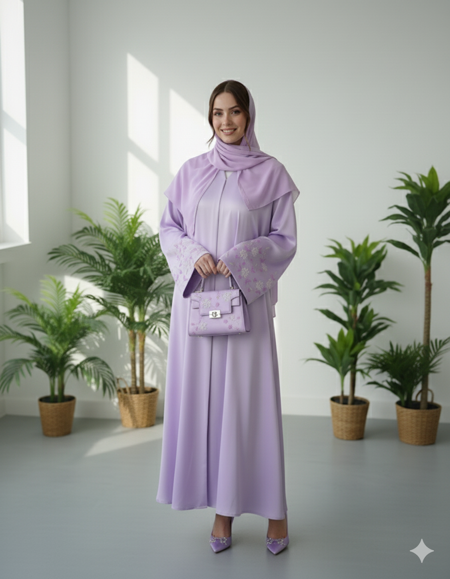 Warda Abaya with  Embroidered Sleeve