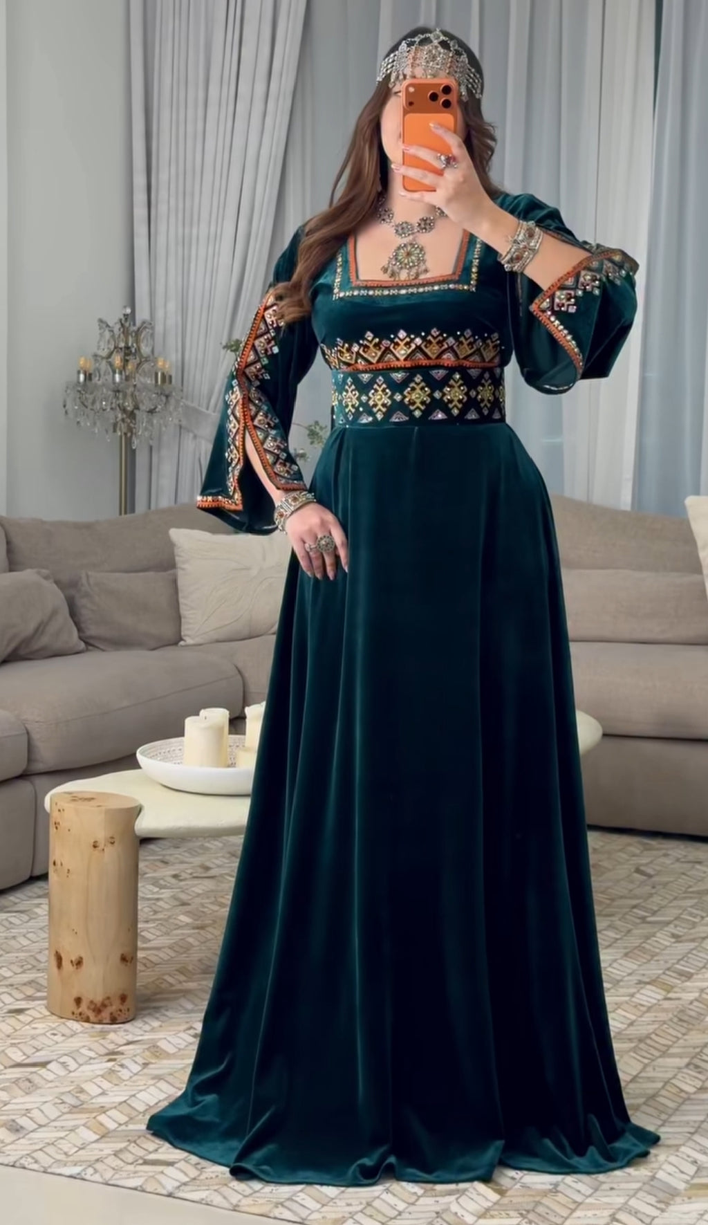 Tribal Velvet Long Dress for Women | Winter Wedding & Occasion Wear
