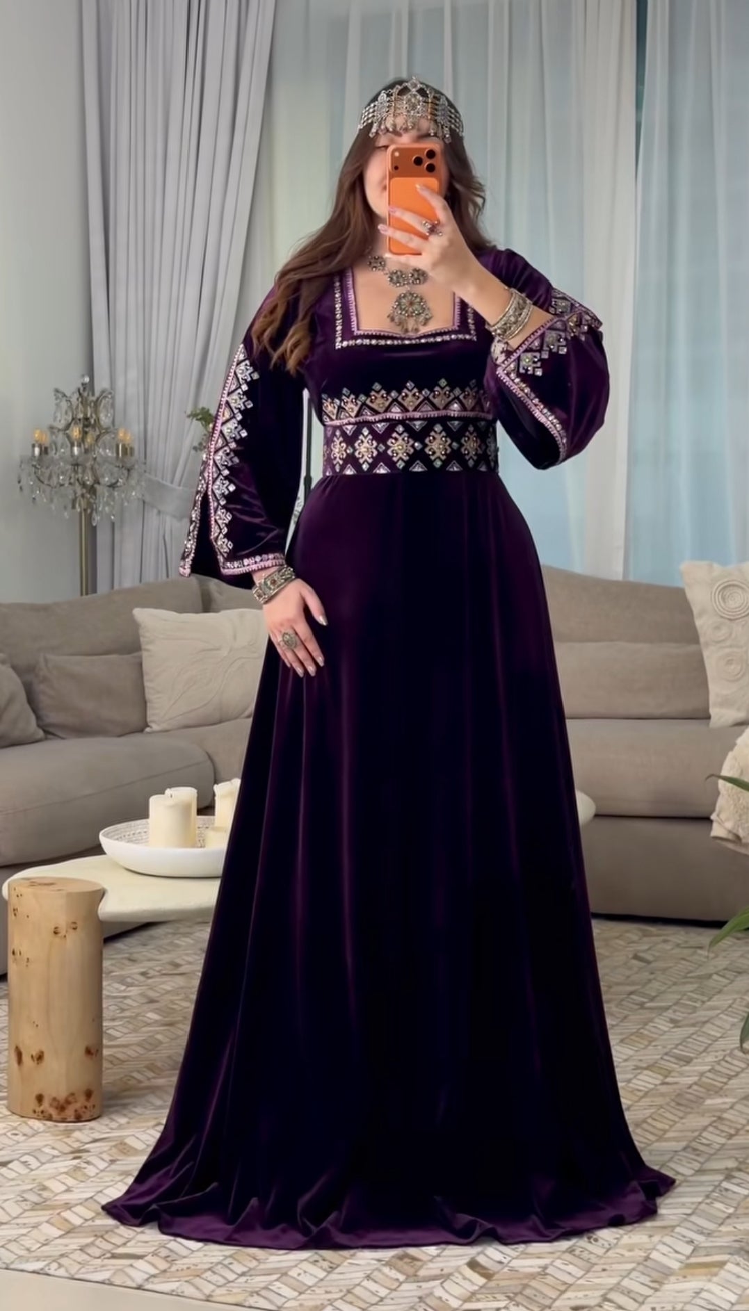 Tribal Velvet Long Dress for Women | Winter Wedding & Occasion Wear