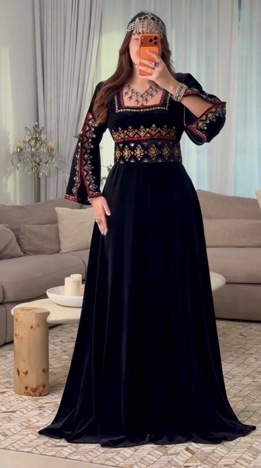 Tribal Velvet Long Dress for Women | Winter Wedding & Occasion Wear