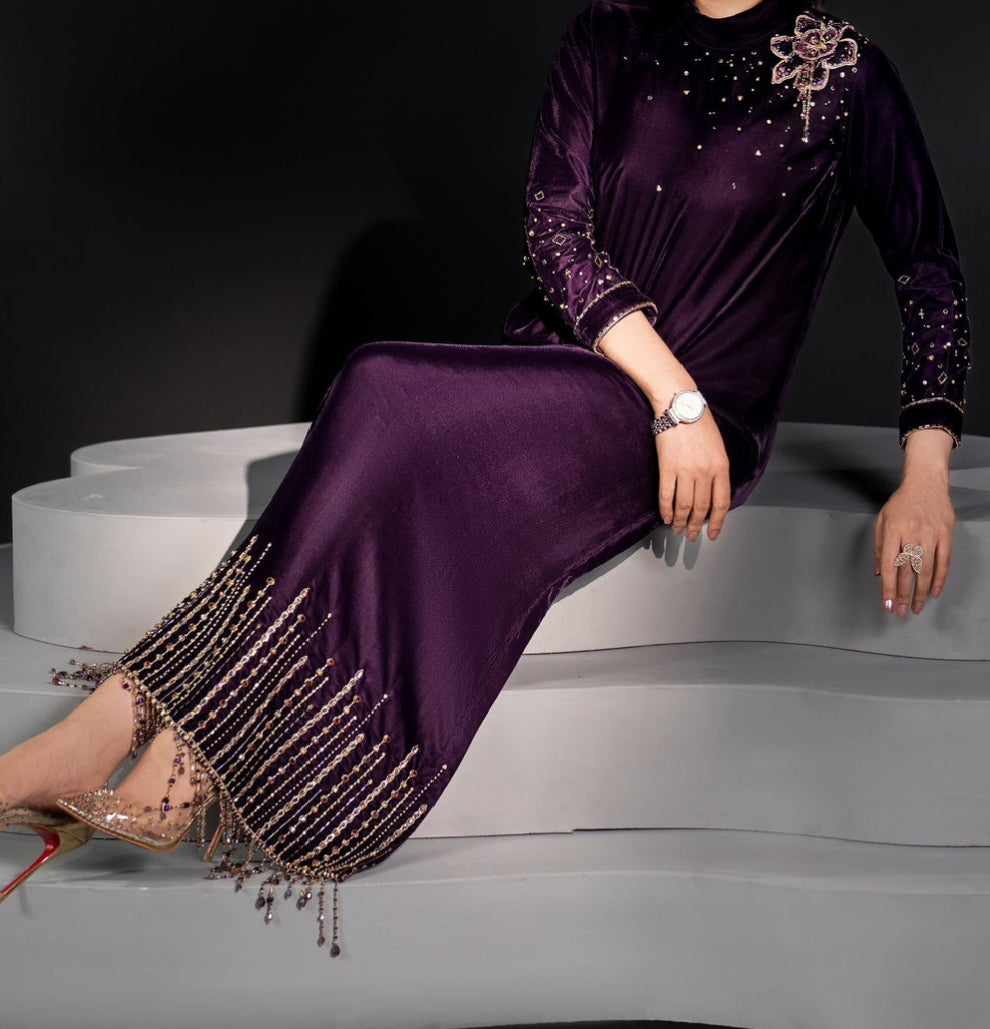 Premium Luxury Velvet Kaftan Dress | Events Wedding Occasion Wear Collection