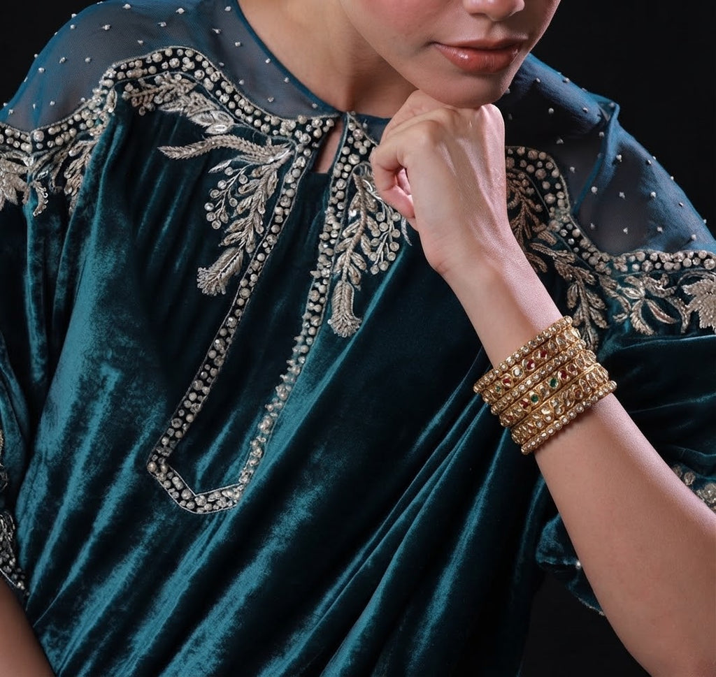 Exclusive Designer Velvet Kaftan Dress – Premium Luxury Wedding and Event Wear