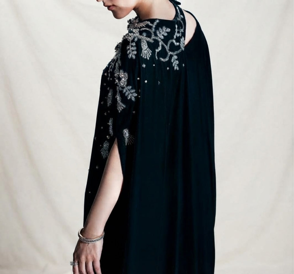 Beautiful Velvet Kaftan for Women | Shoulder Cut Embroidery | Wedding and Occasion Party Wear