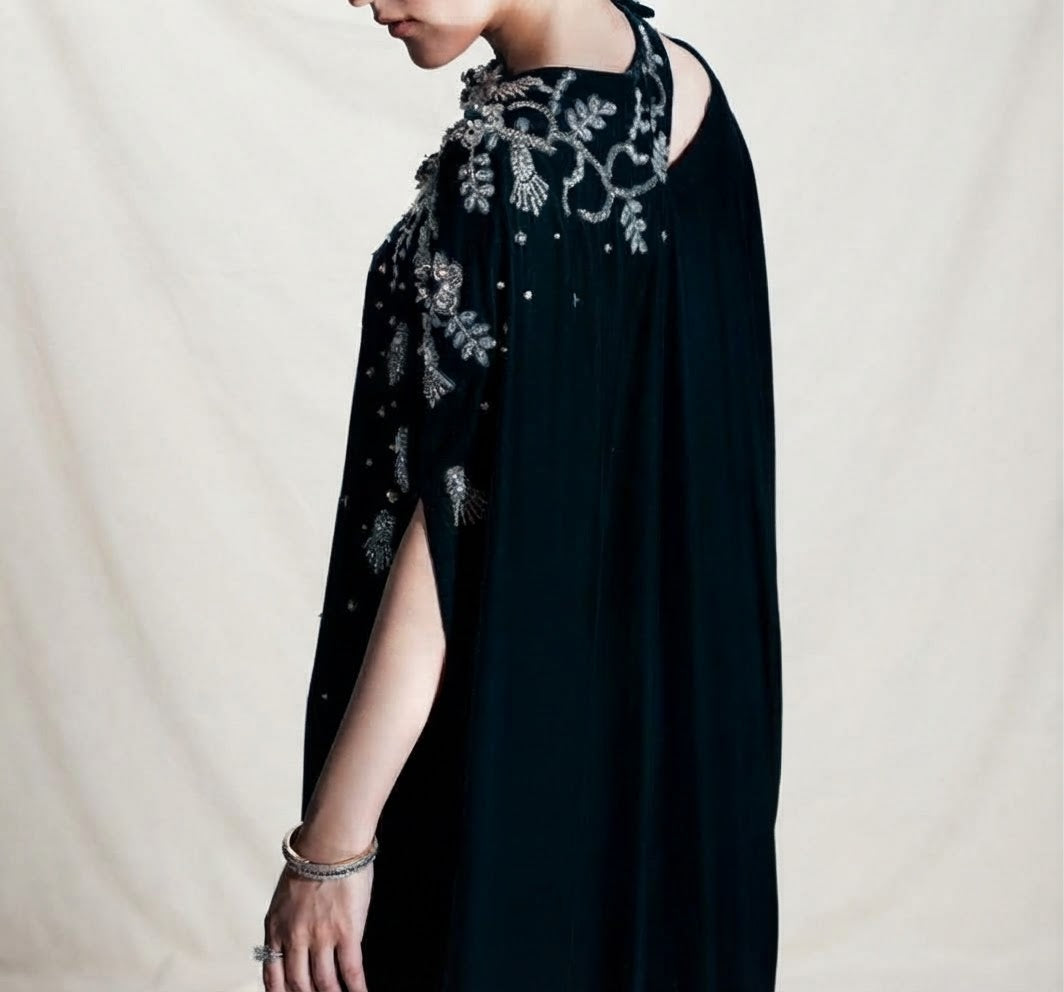 Beautiful Velvet Kaftan for Women | Shoulder Cut Embroidery | Wedding and Occasion Party Wear
