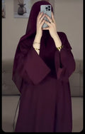 Burgunderfarbene schlichte Abaya, 2-teiliges Set