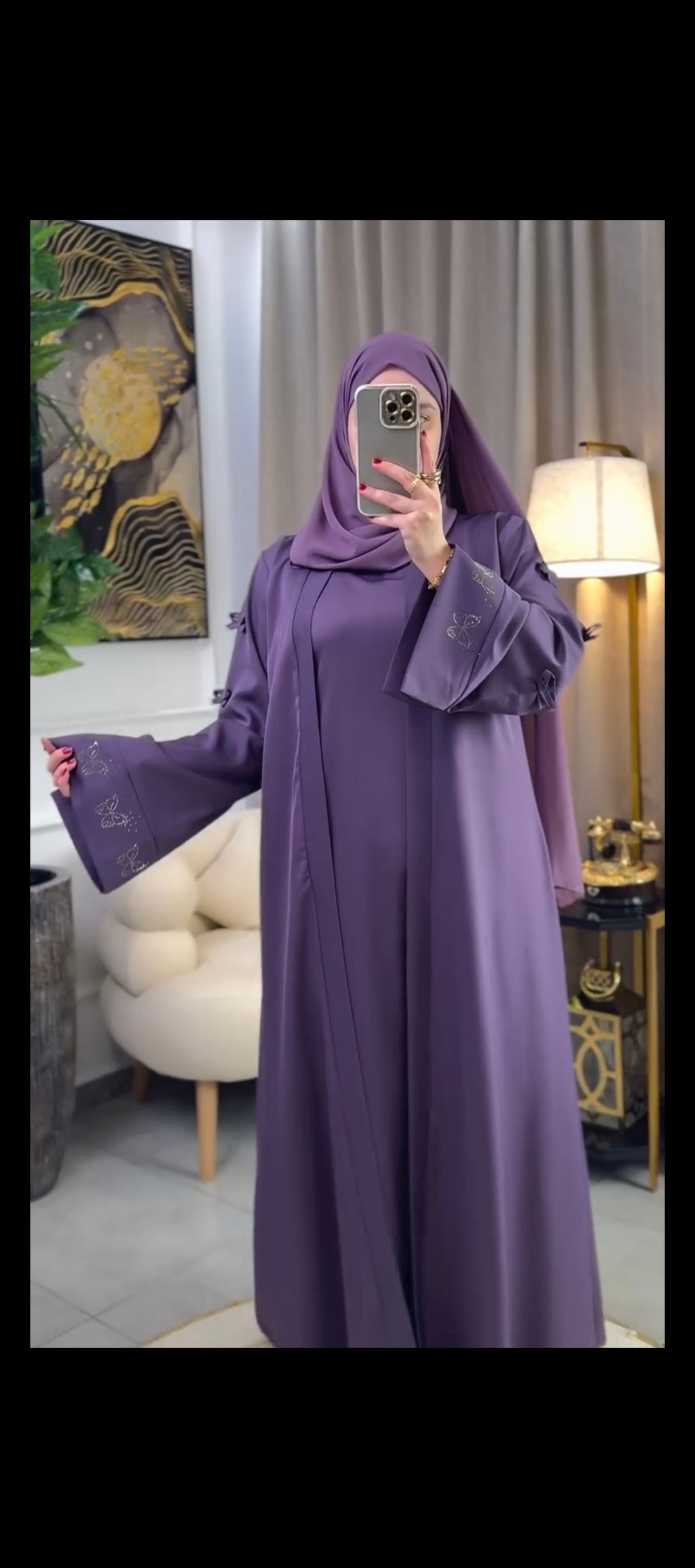 Butterfly Stone Embellished Abaya