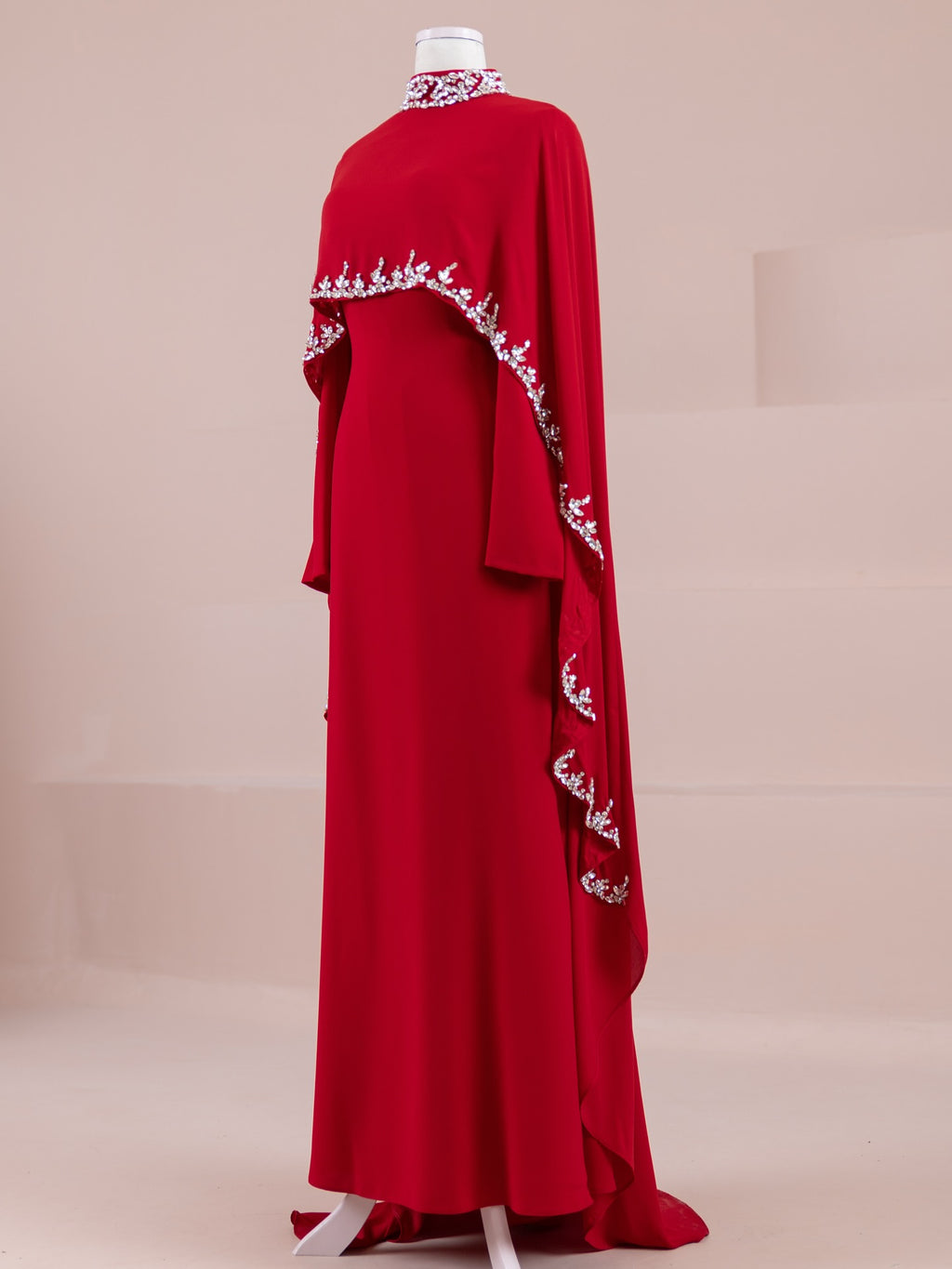 Woman wearing multiple colors available the embellished cape gown — embellished georgette modest abaya by Rubab's Hijab