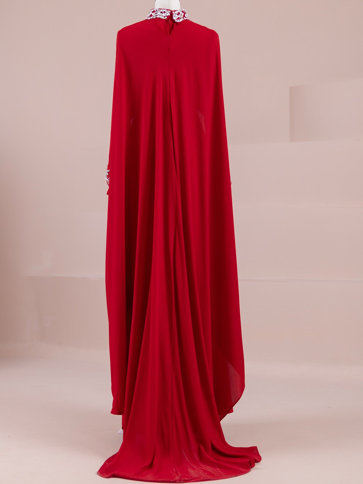 Woman wearing multiple colors available the embellished cape gown — embellished georgette modest abaya by Rubab's Hijab