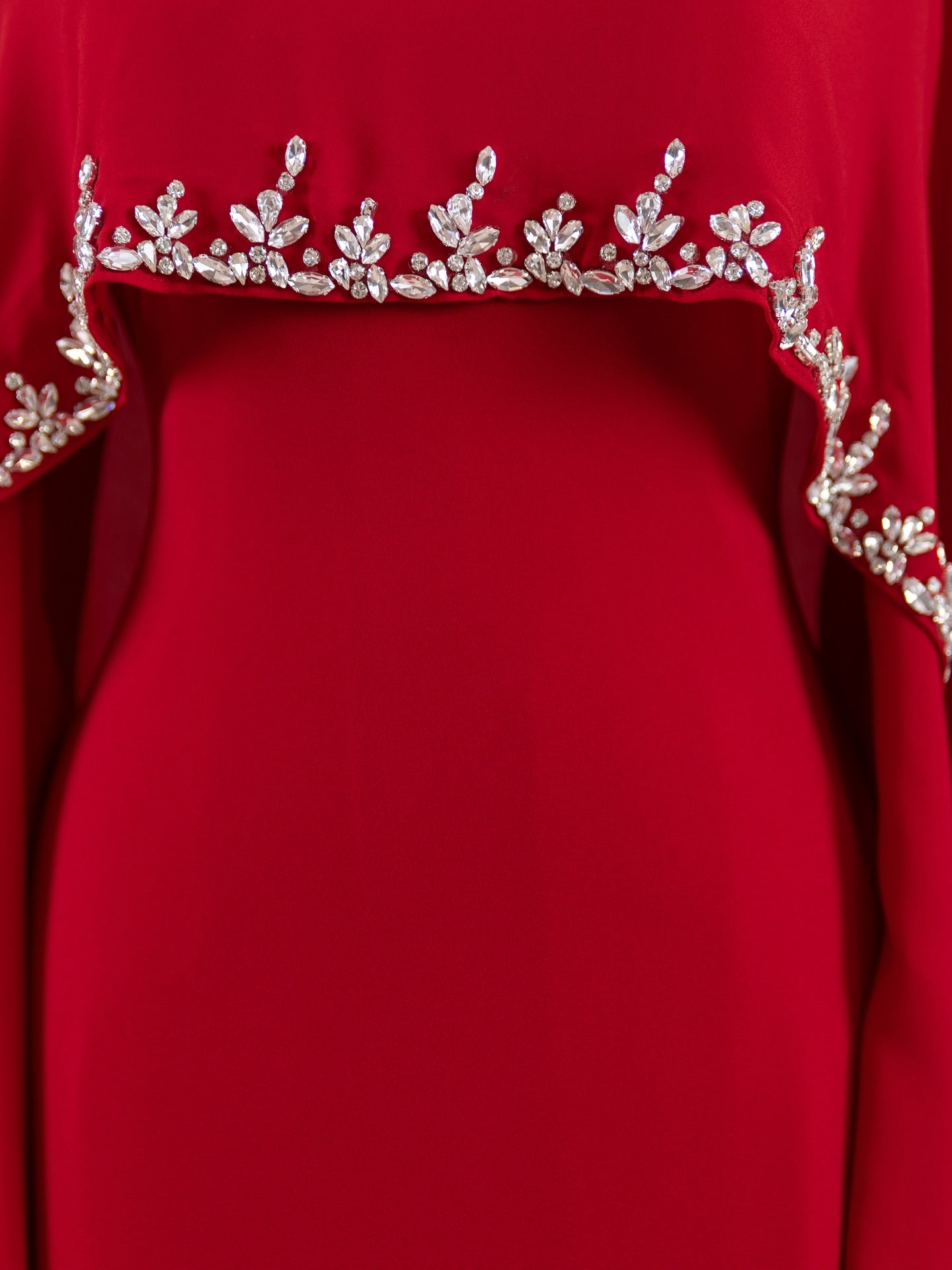 Woman wearing multiple colors available the embellished cape gown — embellished georgette modest abaya by Rubab's Hijab