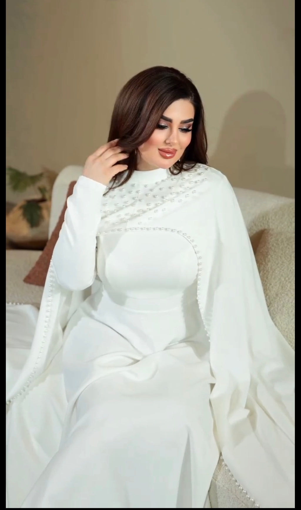 Premium Pearl Cape Gown for Women | Evening & Wedding Wear