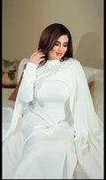 Premium Pearl Cape Gown for Women | Evening & Wedding Wear