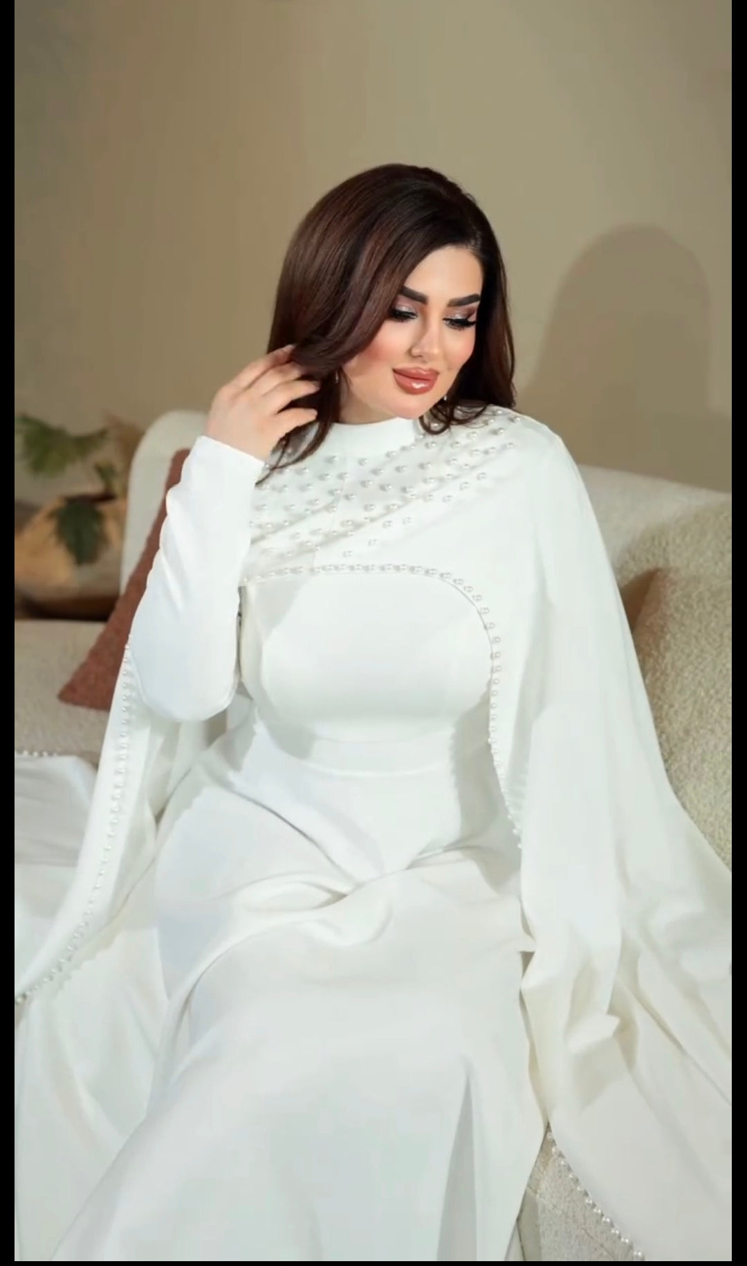 Premium Pearl Cape Gown for Women | Evening & Wedding Wear