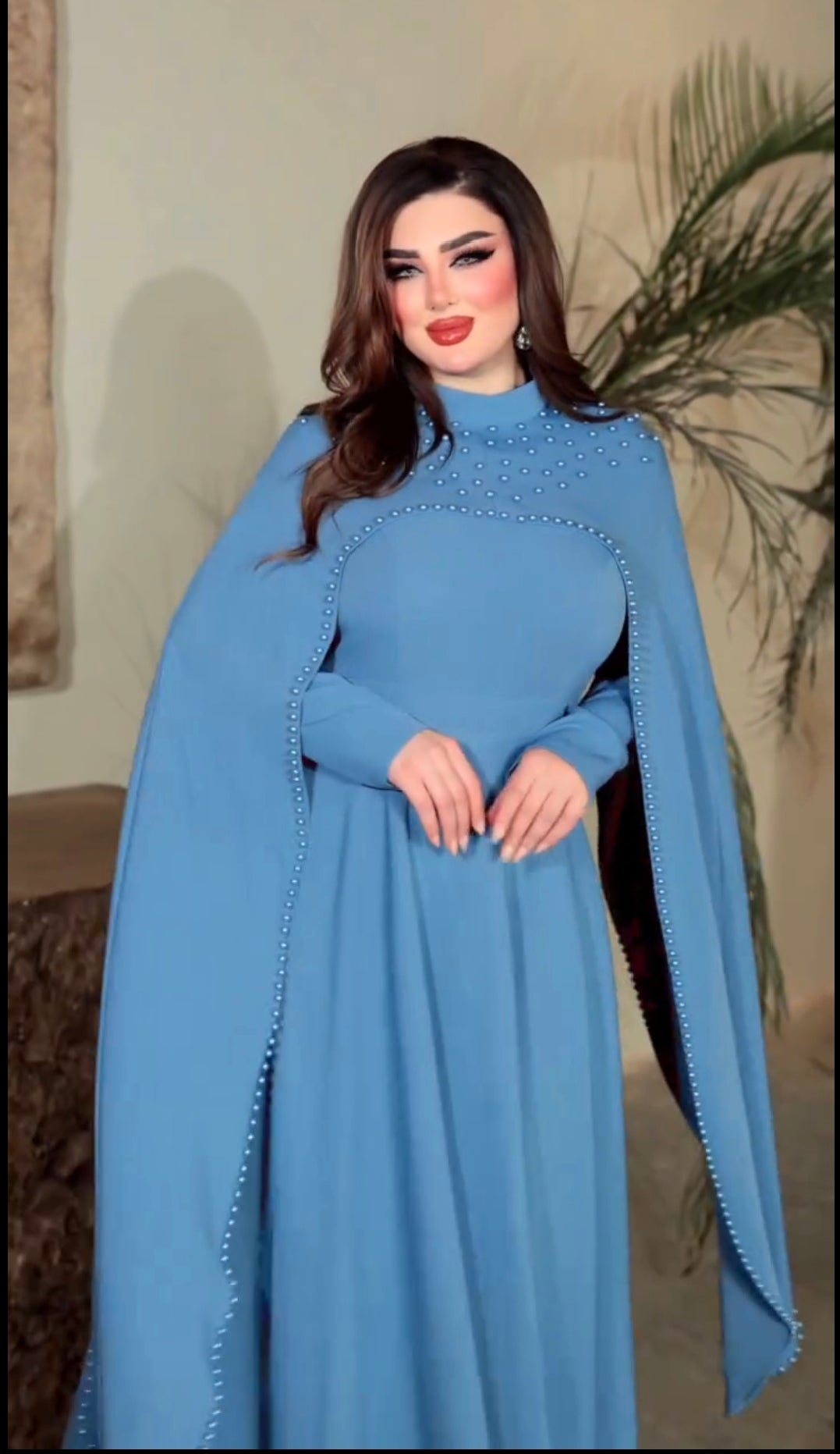 Premium Pearl Cape Gown for Women | Evening & Wedding Wear