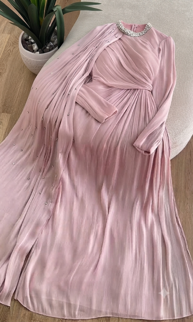 Premium Stones Embellished Cape Gown for Women | Evening & Party Wear