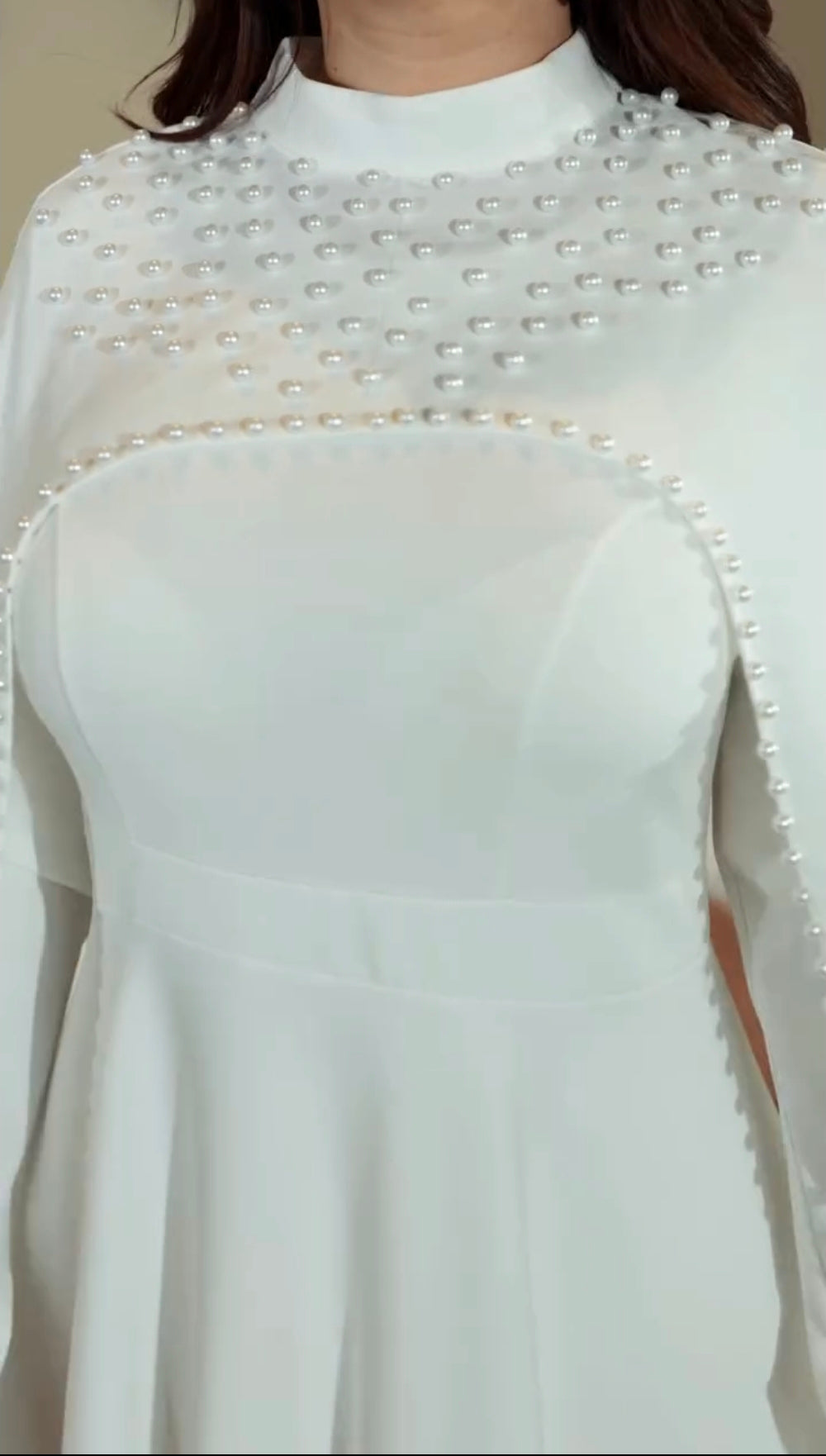 Premium Pearl Cape Gown for Women | Evening & Wedding Wear
