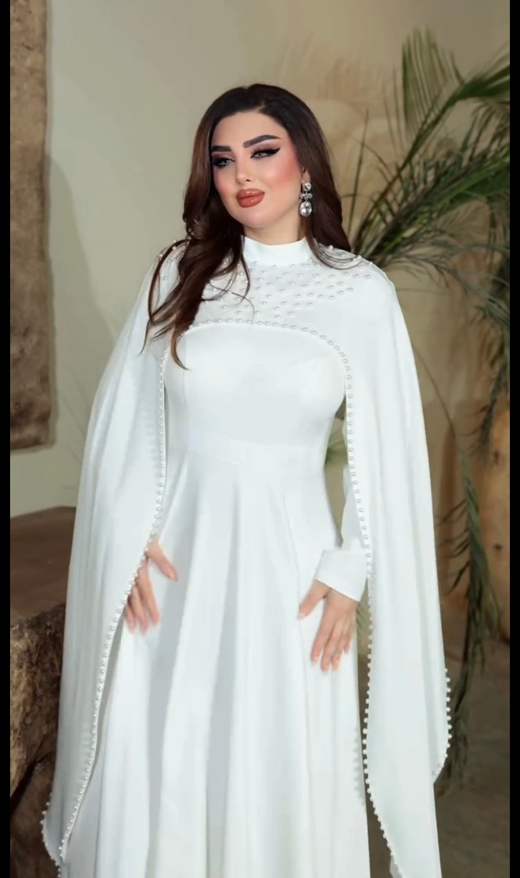 Premium Pearl Cape Gown for Women | Evening & Wedding Wear