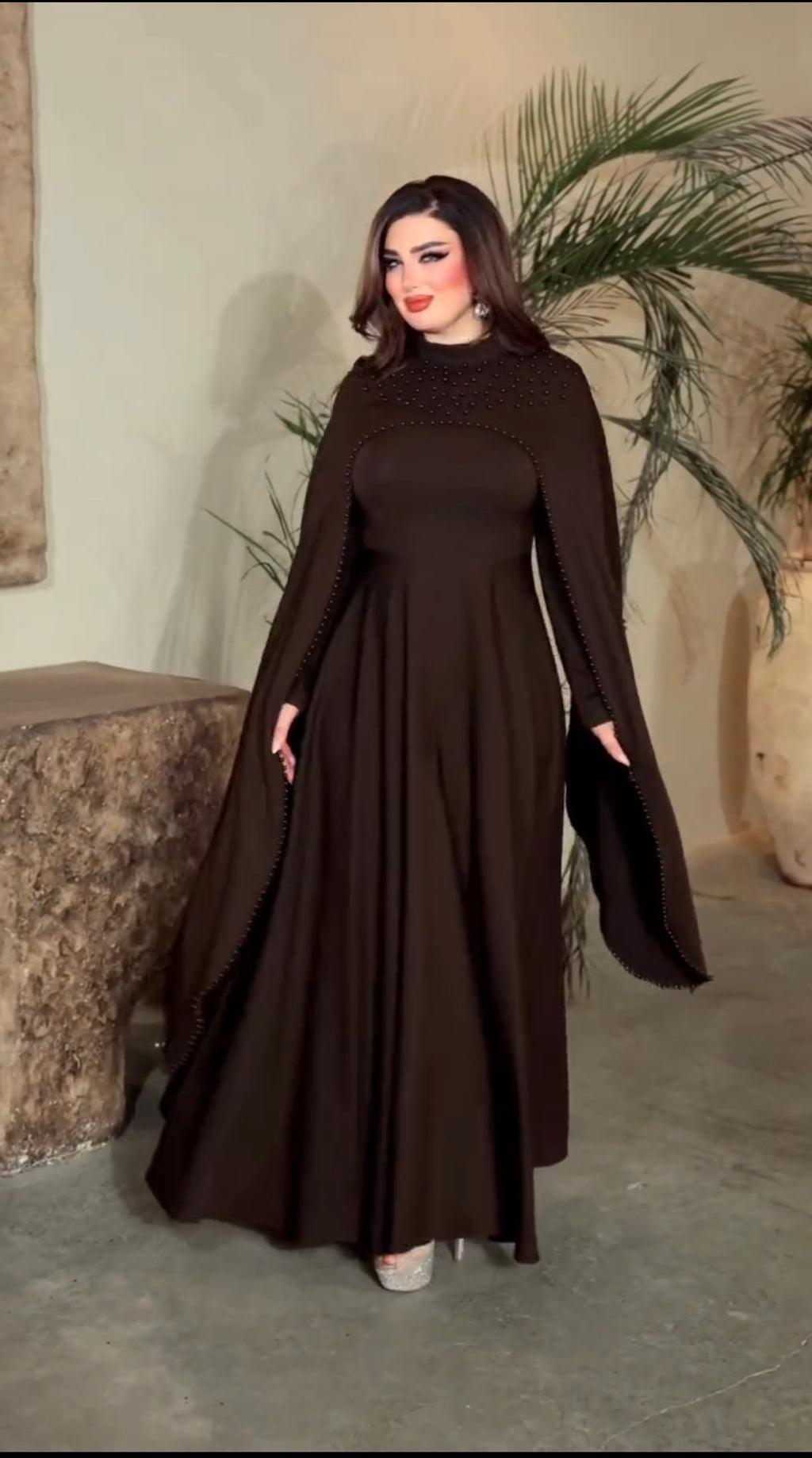 Premium Pearl Cape Gown for Women | Evening & Wedding Wear